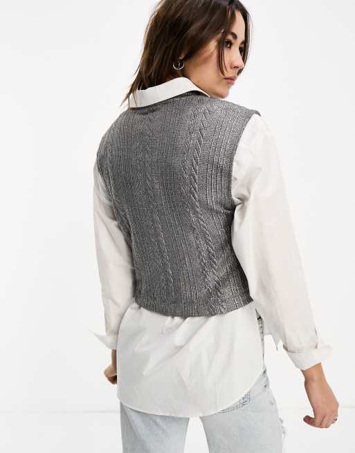 Pull sans manches en maille torsadée