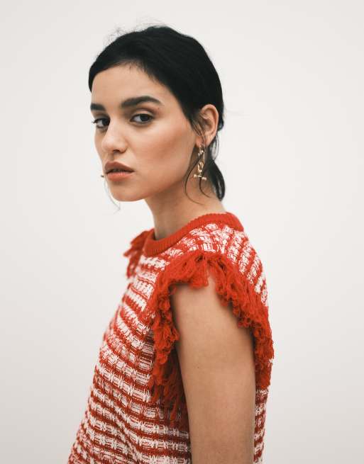 ASOS DESIGN - Pull sans manches en tweed - Rouge, 2 de 4