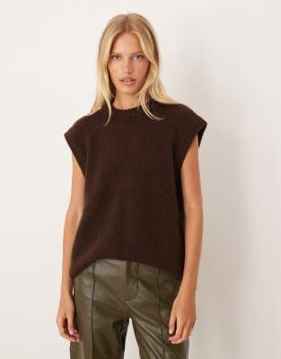 ASOS DESIGN - Pull sans manches oversize en maille - Chocolat-Brown