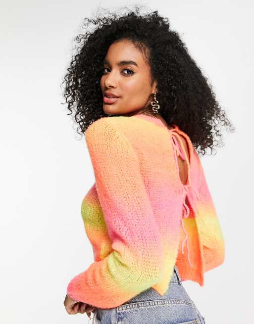 ASOS DESIGN - Pull teint par section avec liens dans le dos