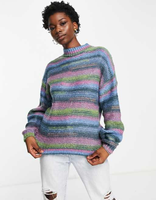 ASOS DESIGN - Pull teint par sections à col ras de cou 