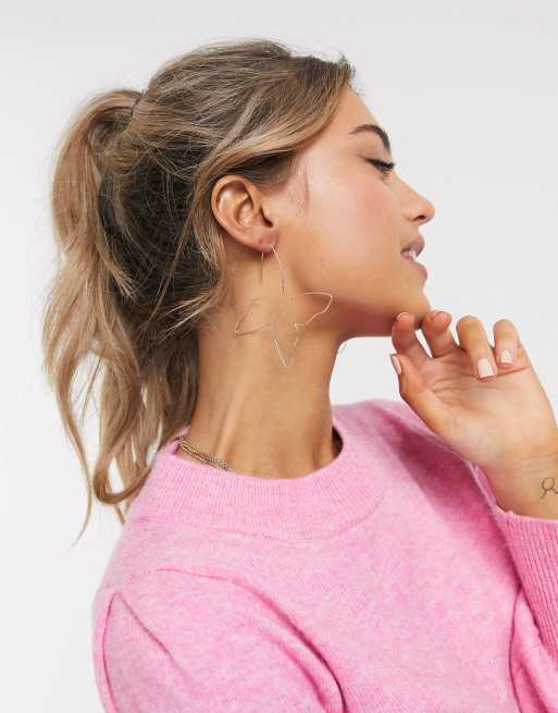 ASOS DESIGN pull through earrings in butterfly design in gold tone, 3 of 4
