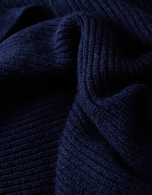 ASOS DESIGN - Pull ultra-oversize coupe carrée en maille à côtes anglaises et col cranté - Bleu marine, 3 de 5