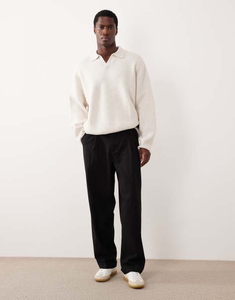 ASOS DESIGN - Pull ultra-oversize coupe carrée en maille à côtes anglaises et col cranté - Écru - view 1