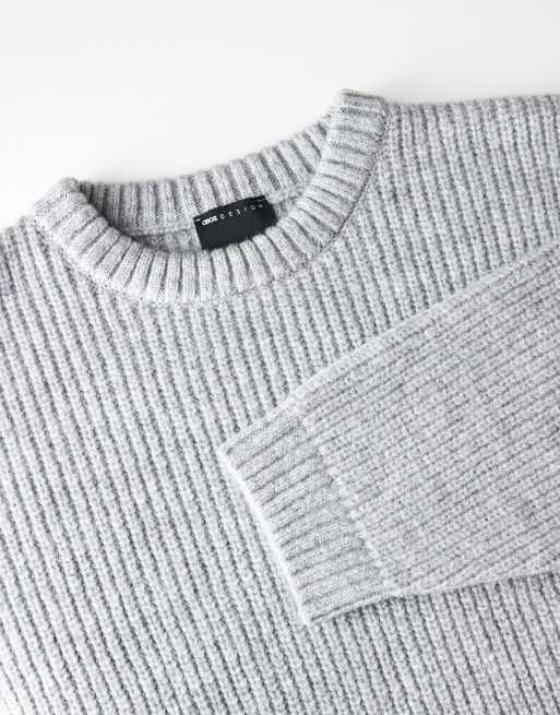 ASOS DESIGN - Pull ultra-oversize coupe carrée en maille à côtes anglaises - Gris, 3 de 5