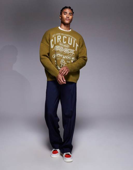 ASOS DESIGN - Pull ultra oversize en maille à inscription Motor Cross - Vert, 2 de 5