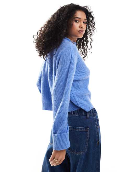 ASOS DESIGN – Pullover in Blau mit Stehkragen, 4 von 4