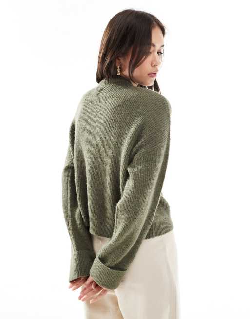 ASOS DESIGN – Pullover in Khaki mit Stehkragen, 3 von 4