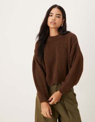 ASOS DESIGN - Pullover in Schokobraun mit Faltendetail an den Ärmeln-Brown