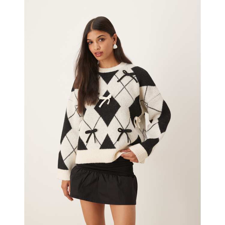 Oversize Pullover Pullover Mit Schwarzen Schleifen ASOS DESIGN