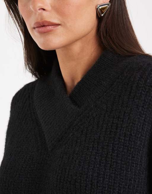 ASOS DESIGN – Pullover in Schwarz mit V-Ausschnitt, 4 von 4