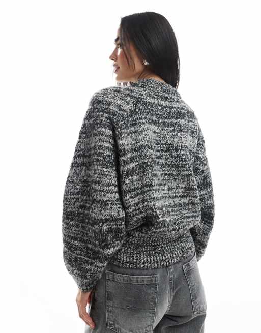 ASOS DESIGN – Pullover in Schwarz-Weiß-Multiply mit Ballonärmeln, 2 von 4