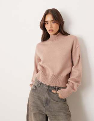 ASOS DESIGN - Pullover in Steinbeige mit Stehkragen-Neutral