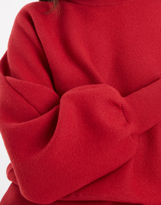 ASOS DESIGN Pullover mit gerafftem Saum und Fledermausärmeln in Rot, 4 von 4
