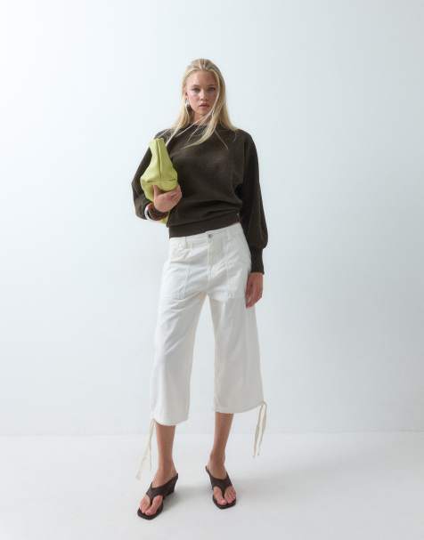 ASOS DESIGN Pullover mit gerafftem Saum und Fledermausärmeln in Schokobraun - view 1