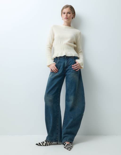 ASOS DESIGN Pullover mit taillierter Taille, Wollmix, Ballonärmeln und in Buttergelb, 2 von 5