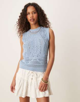 ASOS DESIGN - Pullunder aus Grobstrick in Blau