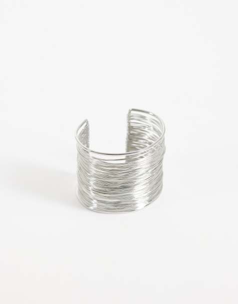 ASOS DESIGN - pulsera de puño ancho con diseño de alambre en tono plateado - view 1