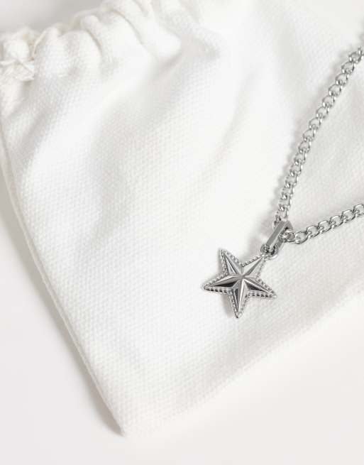 ASOS DESIGN - Pulsera plateada de cadena con colgante de estrella de acero inoxidable resistente al agua, 2 de 3