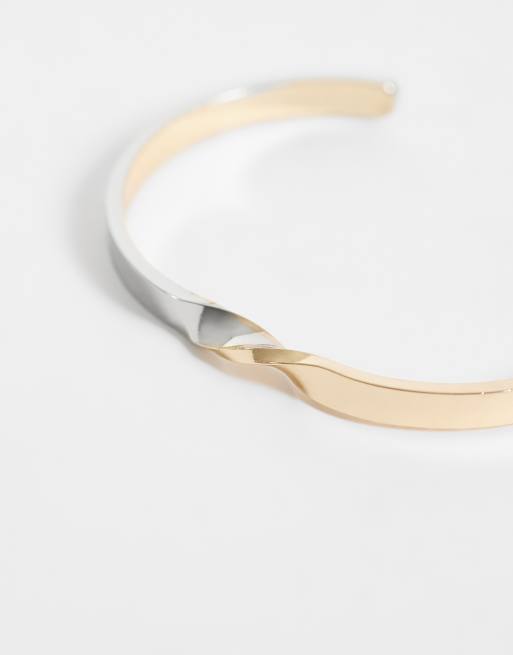 ASOS DESIGN - Pulsera rígida en tonos plateados y dorados variados sencilla, 2 de 3