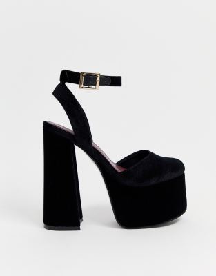 black velvet high heels