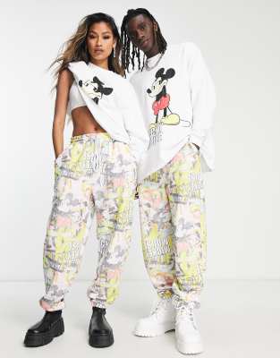 ASOS DESIGN sweatpants with Disney Mickey Mouse print in brown - part of a  set