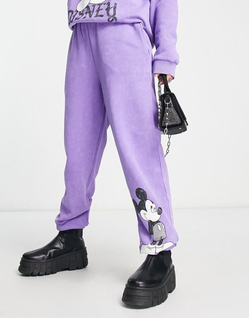 ASOS DESIGN sweatpants with Disney Mickey Mouse print in brown - part of a  set