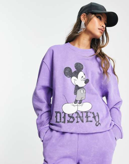 ASOS DESIGN Punk Mickey license graphic oversized sweatshirt co-ord in  washed purple