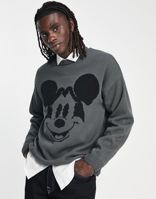ASOS DESIGN Punk Mickey oversized knitted sweater In gray