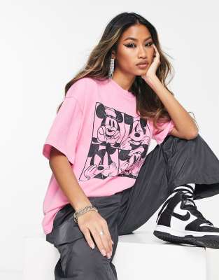 pink oversized graphic t shirt