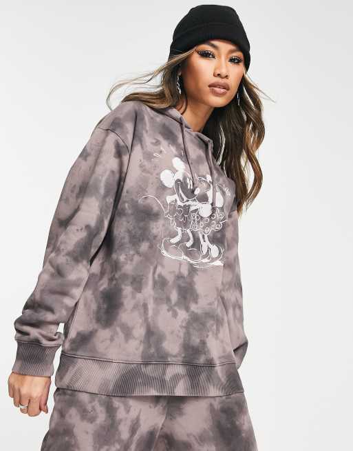 ASOS DESIGN Punk Mickey oversized licensed graphic hoodie in dark tie dye (part of a set)