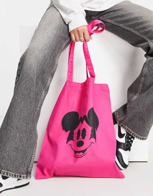 ASOS DESIGN – Punk Mickey – Shopper-Tragetasche in Rosa mit lizenziertem Grafikprint, 2 von 4