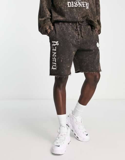 ASOS DESIGN Punk Mickey short with Disney prints in brown wash - part of a set