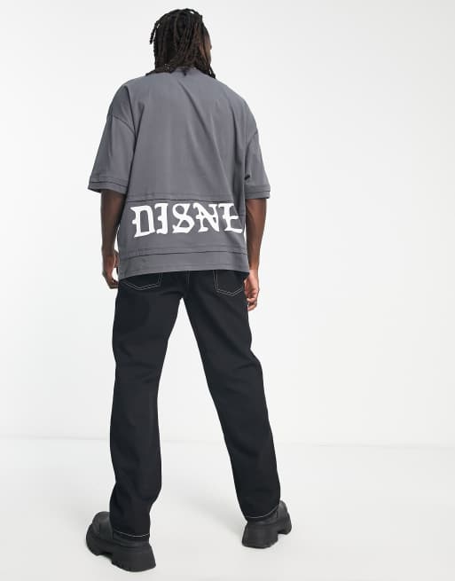 ASOS DESIGN - Punk Mickey - T-shirt oversize triple couche à imprimé Disney - Anthracite, 2 de 4