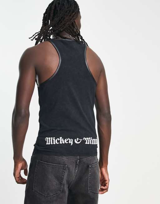 ASOS DESIGN Punk Mickey unisex slim fit vest with Disney print in black, 2 of 4