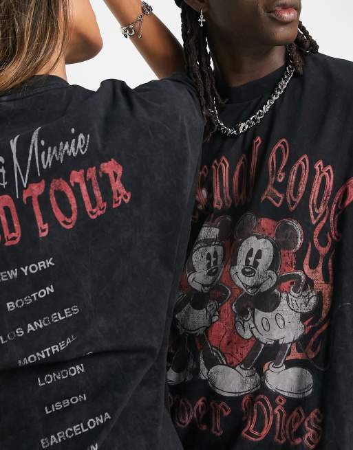 ASOS DESIGN – Punk Mickey – Unisex-T-Shirt mit Oversize-Passform in verwaschenem Schwarz mit Disney-Prints, 4 von 4