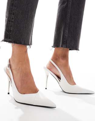 ASOS DESIGN ASOS DESIGN Punk slingback metal heels in white