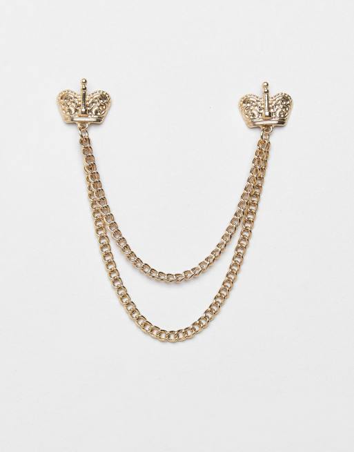 ASOS DESIGN - Punte per colletto dorate con design a corona
