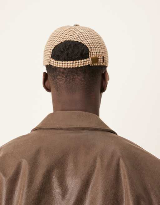 ASOS DESIGN puppy tooth check cap with embroidery design in