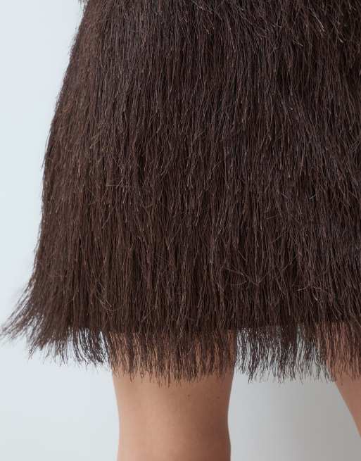 ASOS DESIGN puszysta spódnica mini w kolorze czekoladowym, 3 z 5