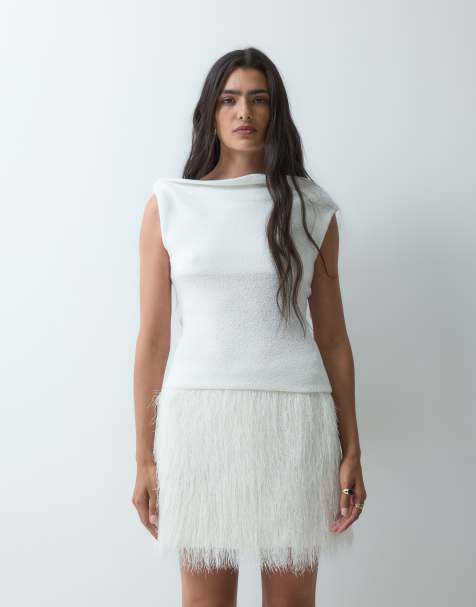ASOS DESIGN puszysta spódnica mini w kolorze kości słoniowej - view 1