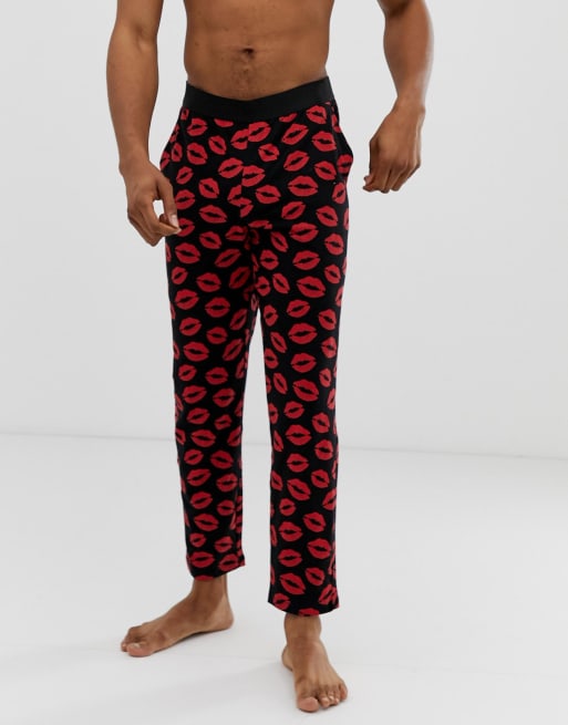 black fleece pyjama bottoms