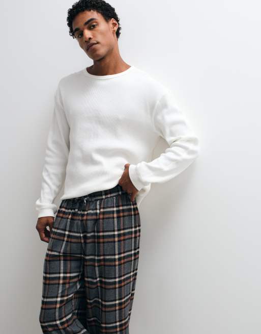 ASOS DESIGN pyjama bottoms with check print in beige, 2 of 4