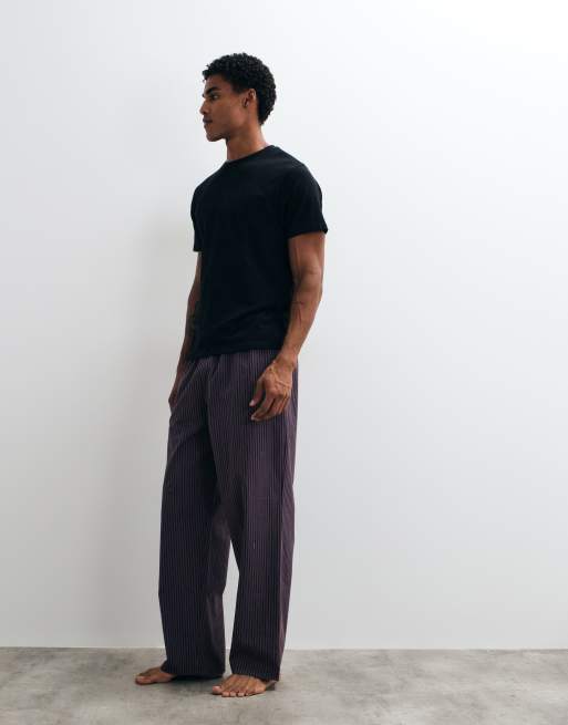 ASOS DESIGN pyjama bottoms with stripe print in brown, 2 of 4