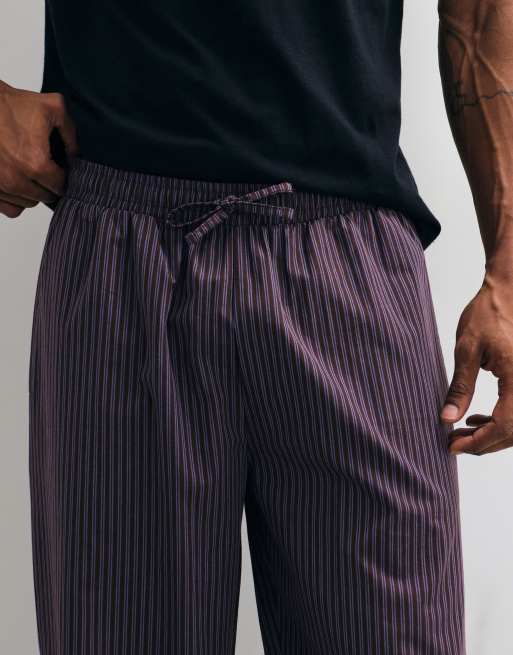 ASOS DESIGN pyjama bottoms with stripe print in brown, 3 of 4
