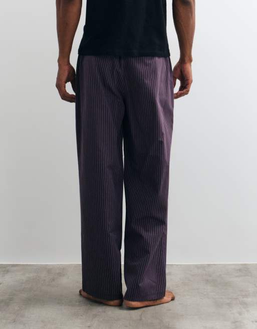 ASOS DESIGN pyjama bottoms with stripe print in brown, 4 of 4