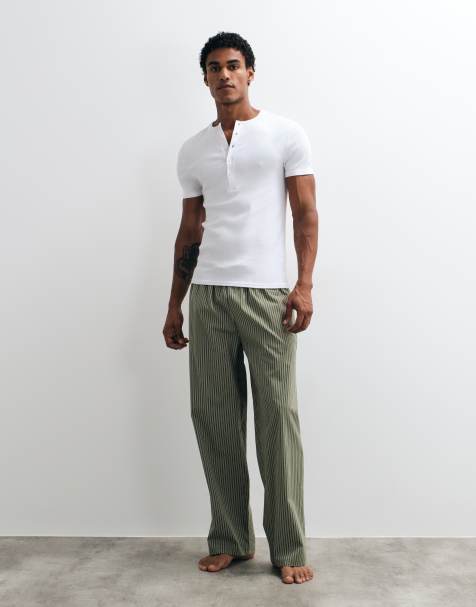 ASOS DESIGN pyjama bottoms with stripe print in green - view 1