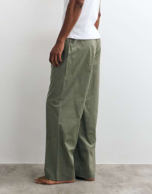 ASOS DESIGN pyjama bottoms with stripe print in green, 2 of 4