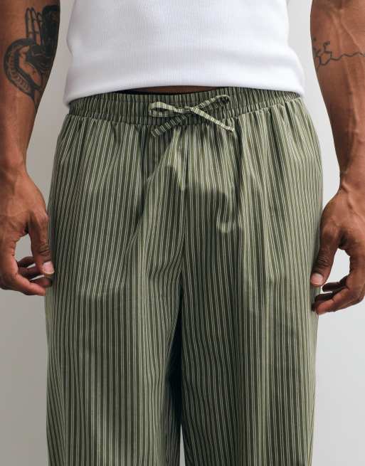 ASOS DESIGN pyjama bottoms with stripe print in green, 3 of 4