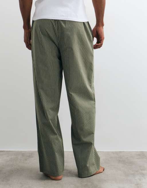 ASOS DESIGN pyjama bottoms with stripe print in green, 4 of 4